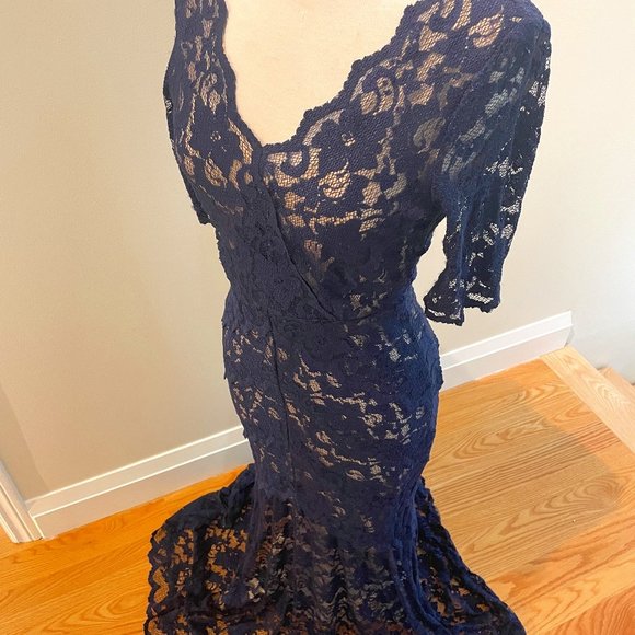 Belle by Badgley Mischka - Floral Embroidered Gown - Picture 1 of 7